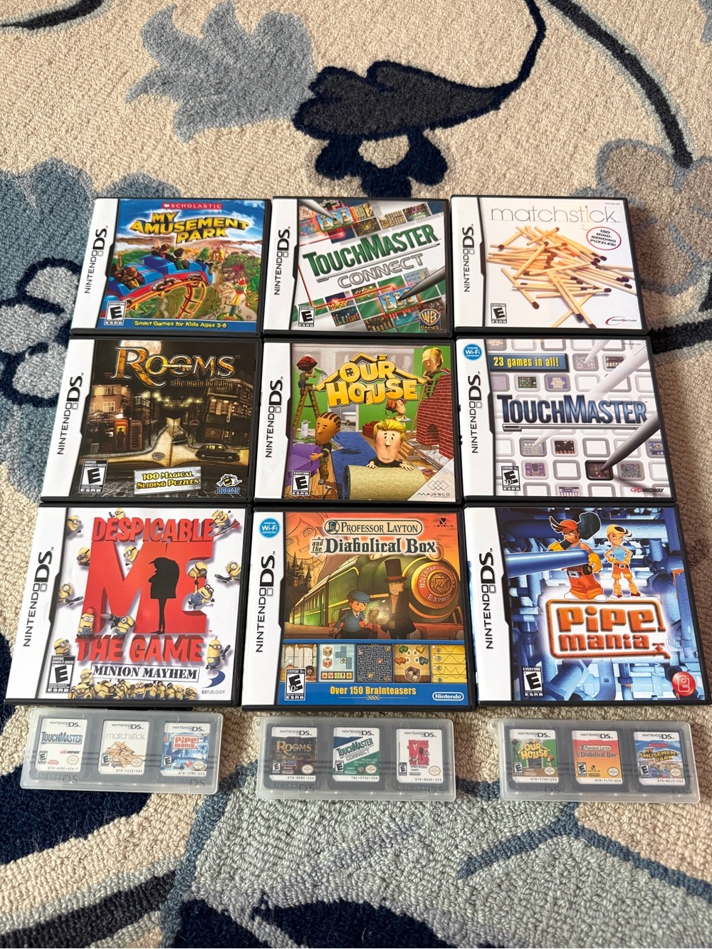 Nintendo DS Game Bundle Matchstick Roems Touchmaster Diabolical Box Pipe Mania
